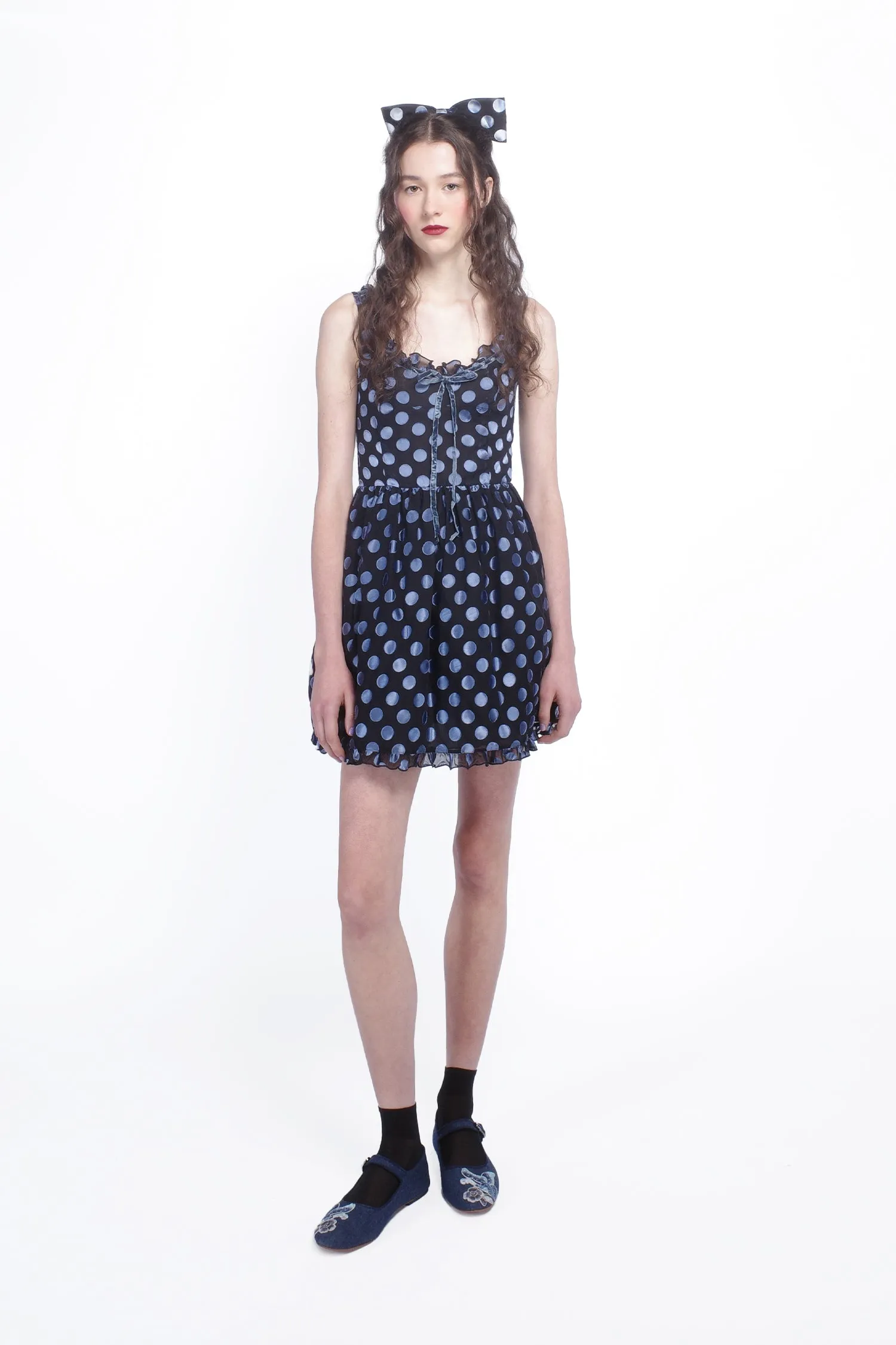 Dot Chiffon Ruffle Mini Dress sold by Anna Sui product image thumbnail 2