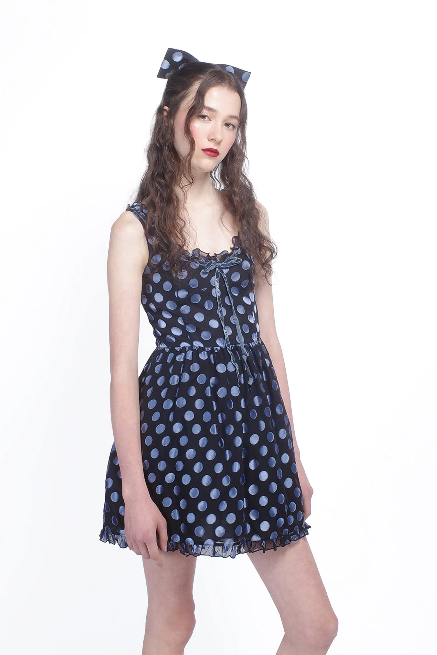 Dot Chiffon Ruffle Mini Dress sold by Anna Sui product image thumbnail 3