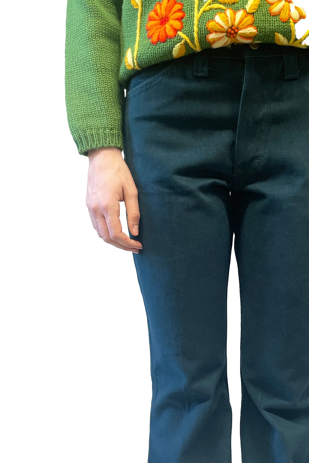 Vintage Seventies Lee Teal Flare Pants sold by Anna Sui product image thumbnail 4