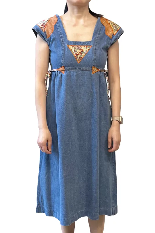 Seventies Infinity Denim Applique Patchwork Dress sold by Anna Sui