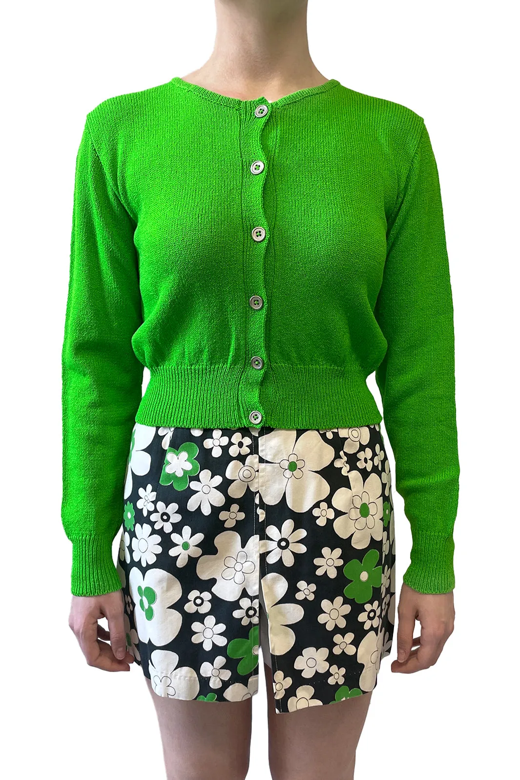James Coviello for Anna Sui Cropped Green Cardigan sold by Anna Sui