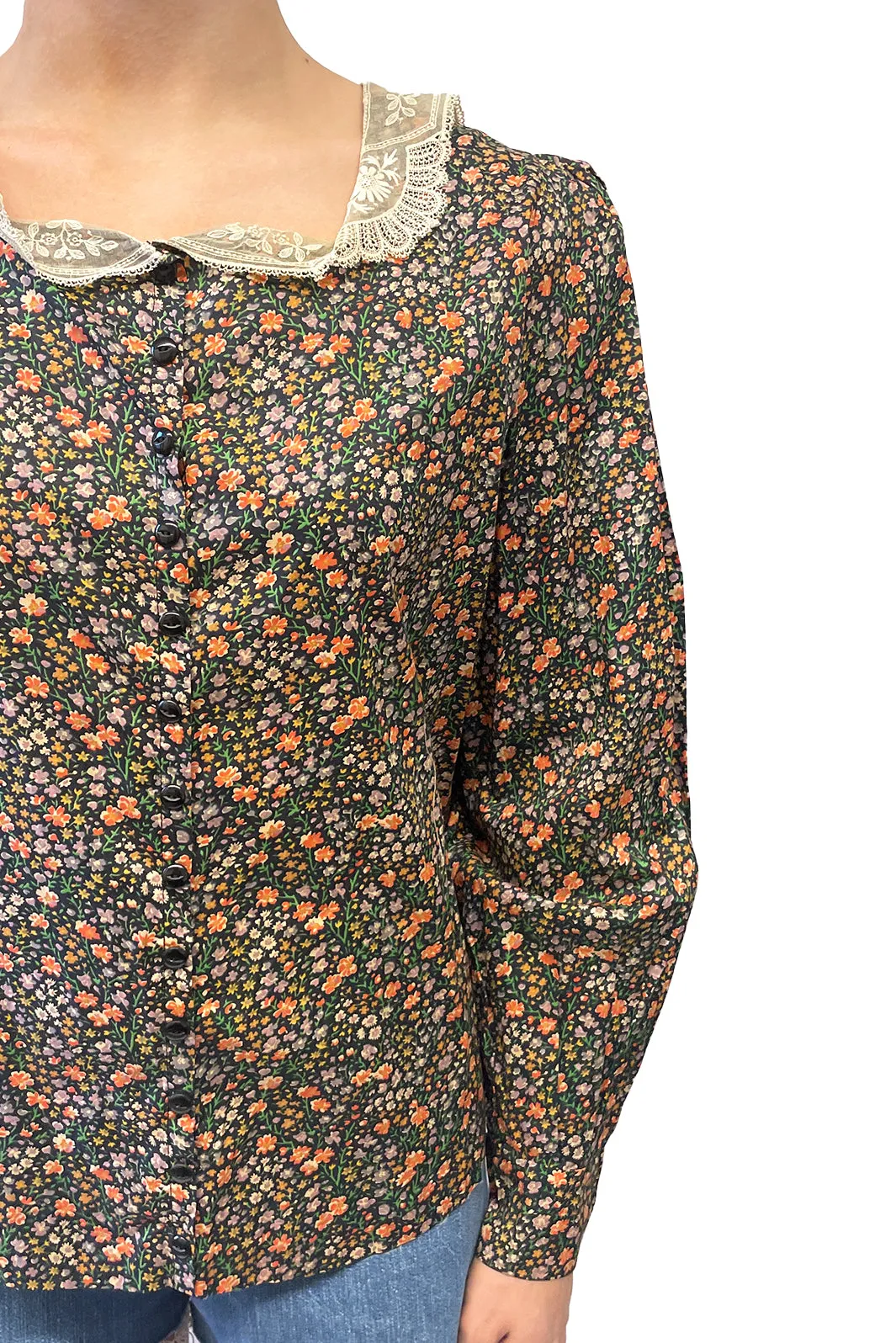 Vintage Lace Collared Floral Button Up Blouse sold by Anna Sui product image thumbnail 4