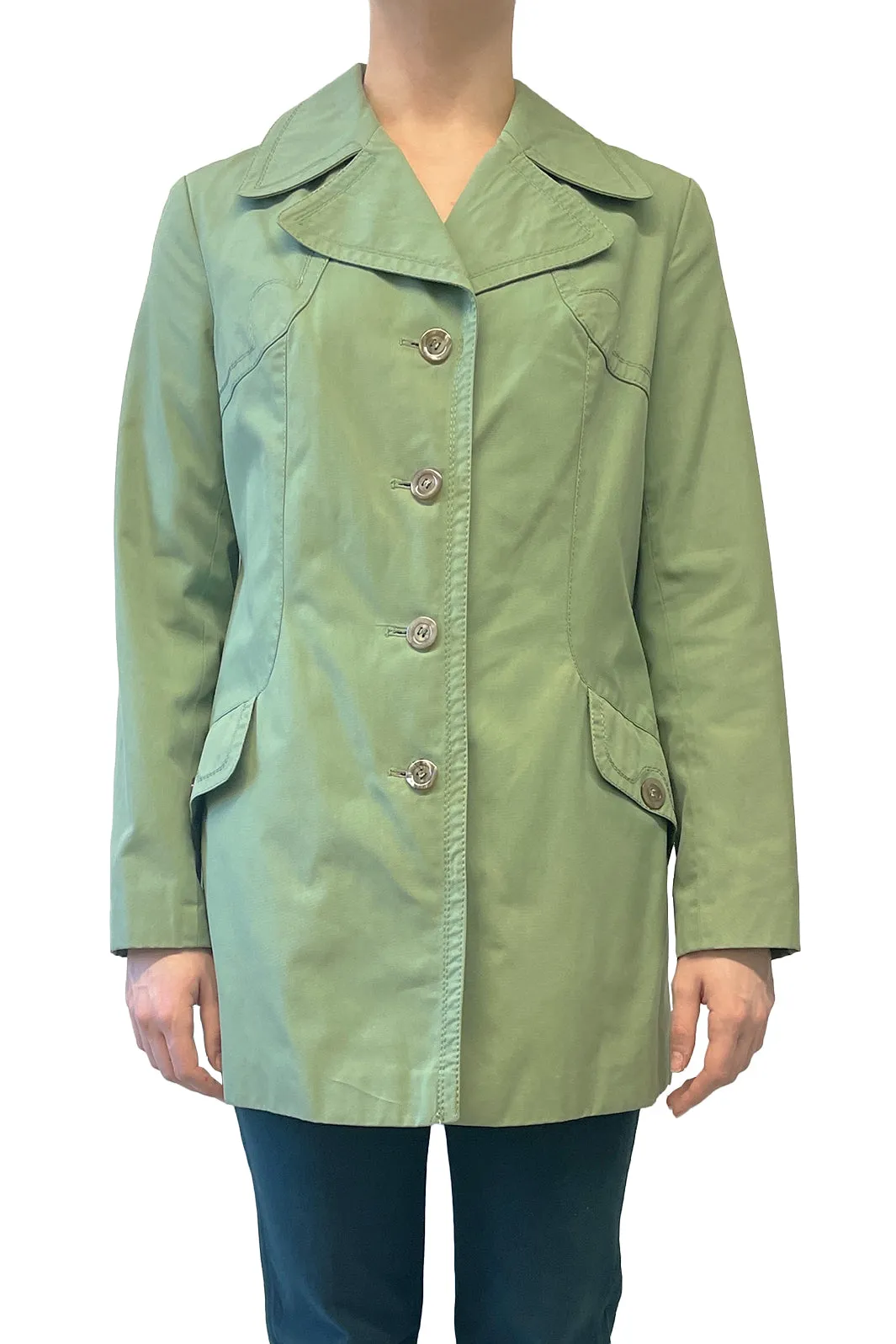 Vintage Sixties C&A Green Button Up Trench Coat sold by Anna Sui
