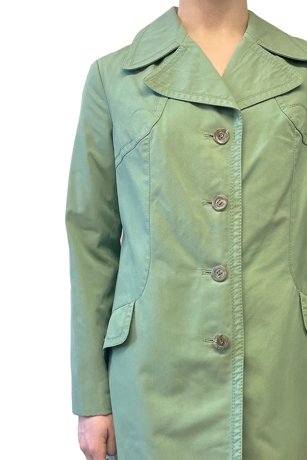 Vintage Sixties C&A Green Button Up Trench Coat sold by Anna Sui product image thumbnail 4