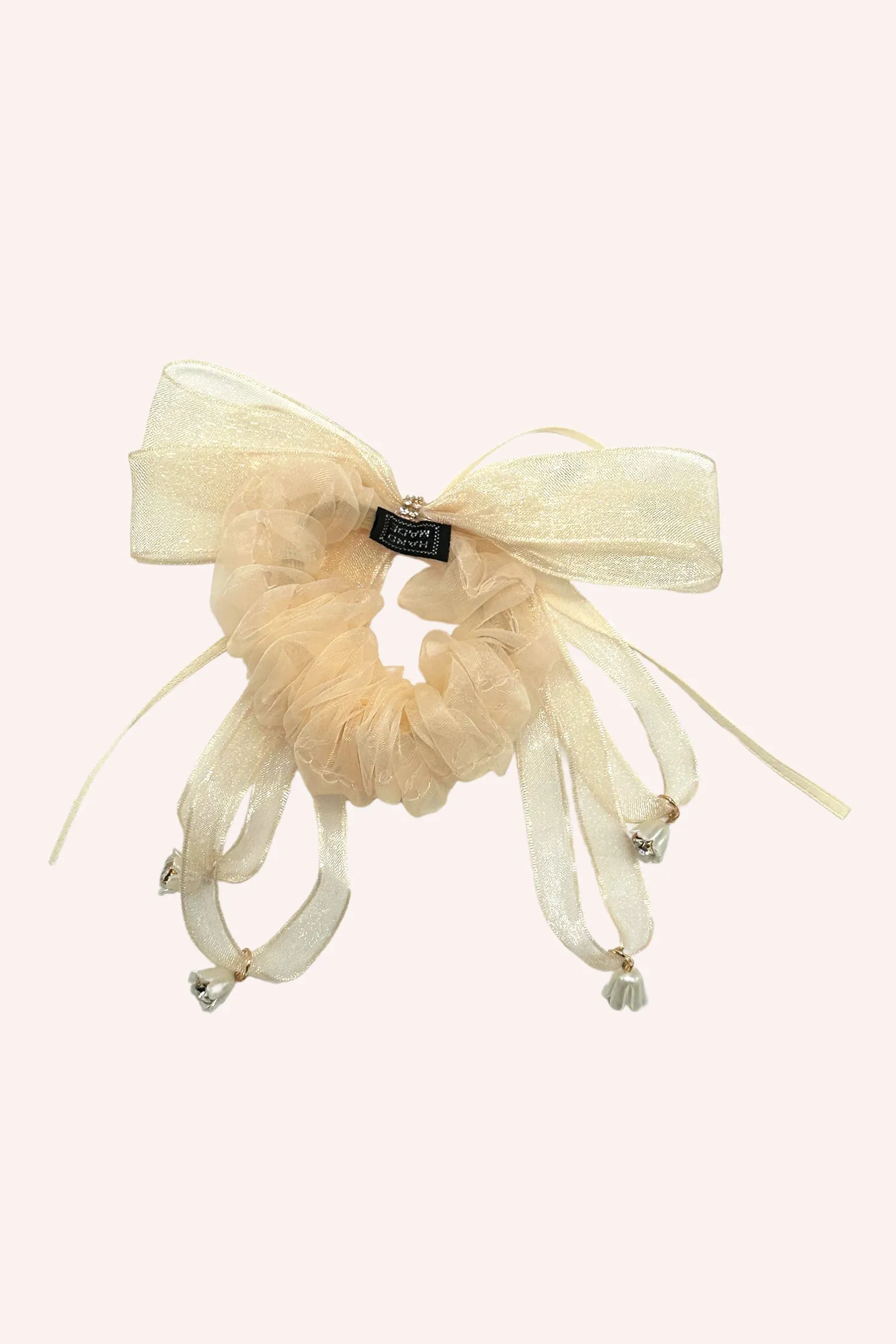 Nude Mesh Bow Flower Embellished Scrunchie sold by Anna Sui product image thumbnail 2