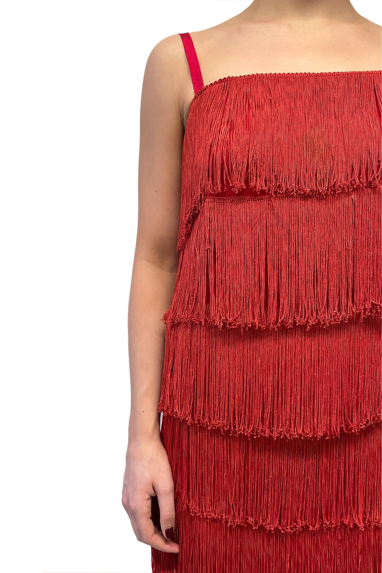 Vintage Red Fringe Midi Dress sold by Anna Sui product image thumbnail 4