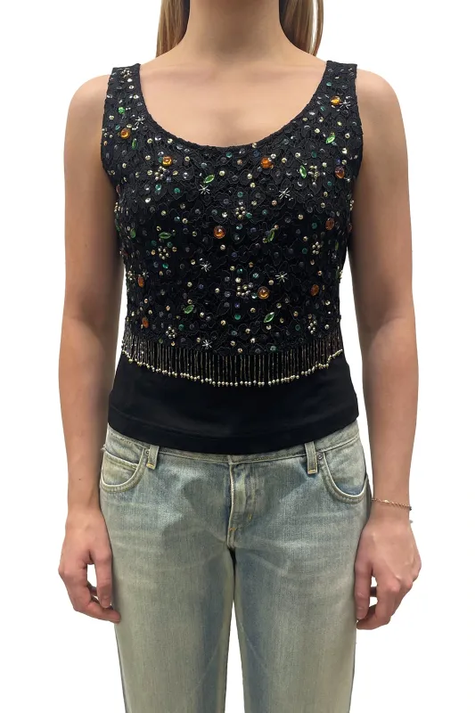 Vintage Vivienne Tam Beaded Fringe Top made by Anna Sui