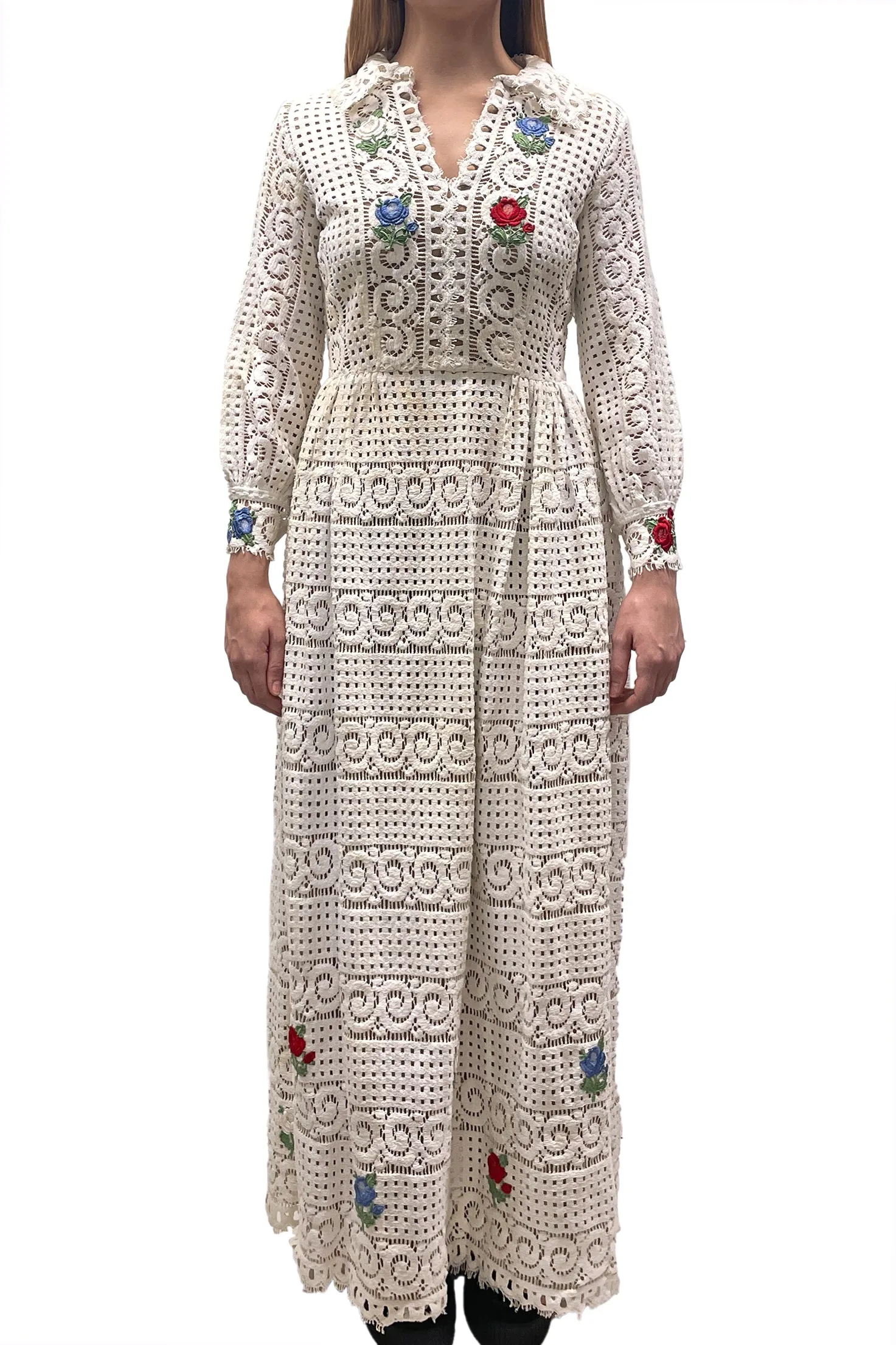 Vintage Rebecca Embroidered Flower Maxi Dress sold by Anna Sui