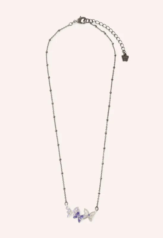 Bejeweled Butterfly Necklace - Violet Gunmetal sold by Anna Sui