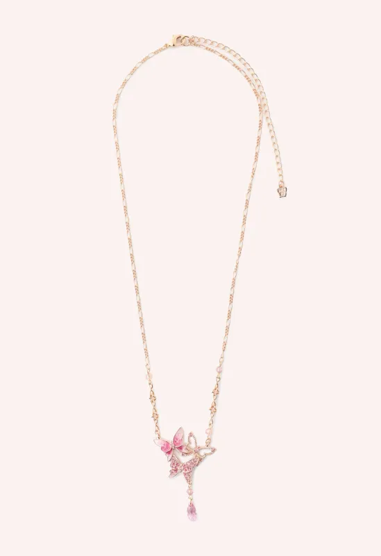 Bejeweled Butterfly Princess Necklace - Pink Rose Gold sold by Anna Sui