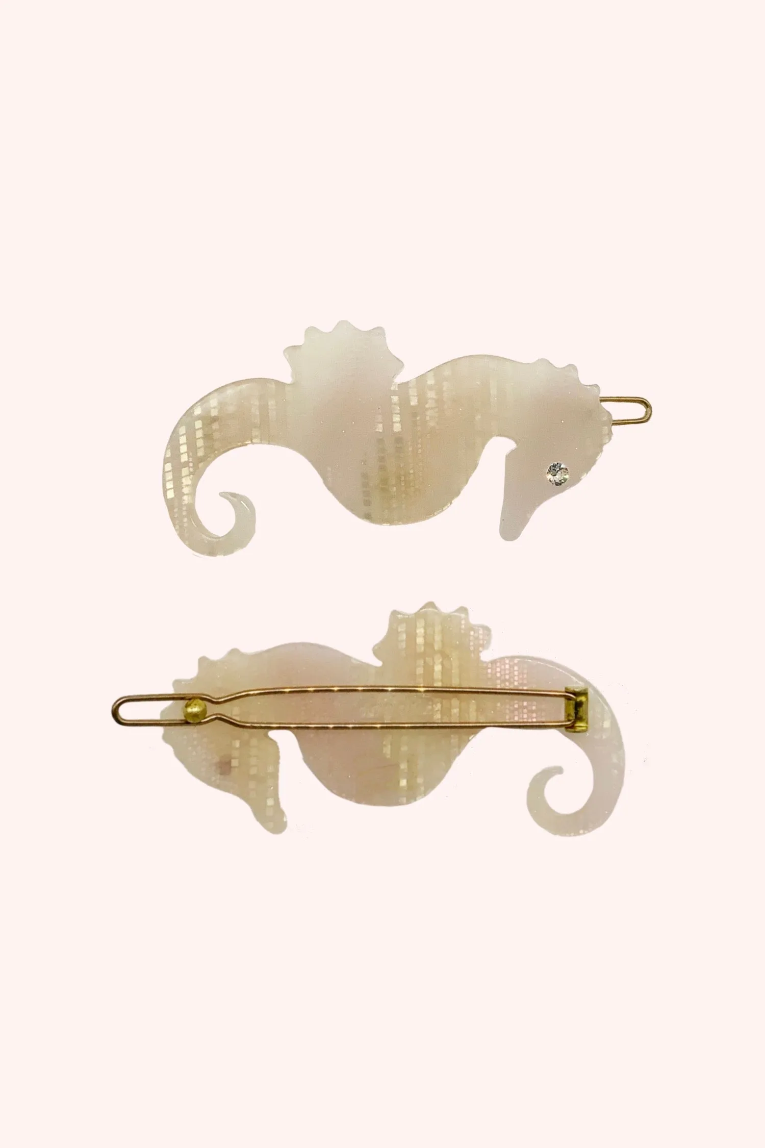 Sweet Seahorse Hair Pin Pink Glitz sold by Anna Sui