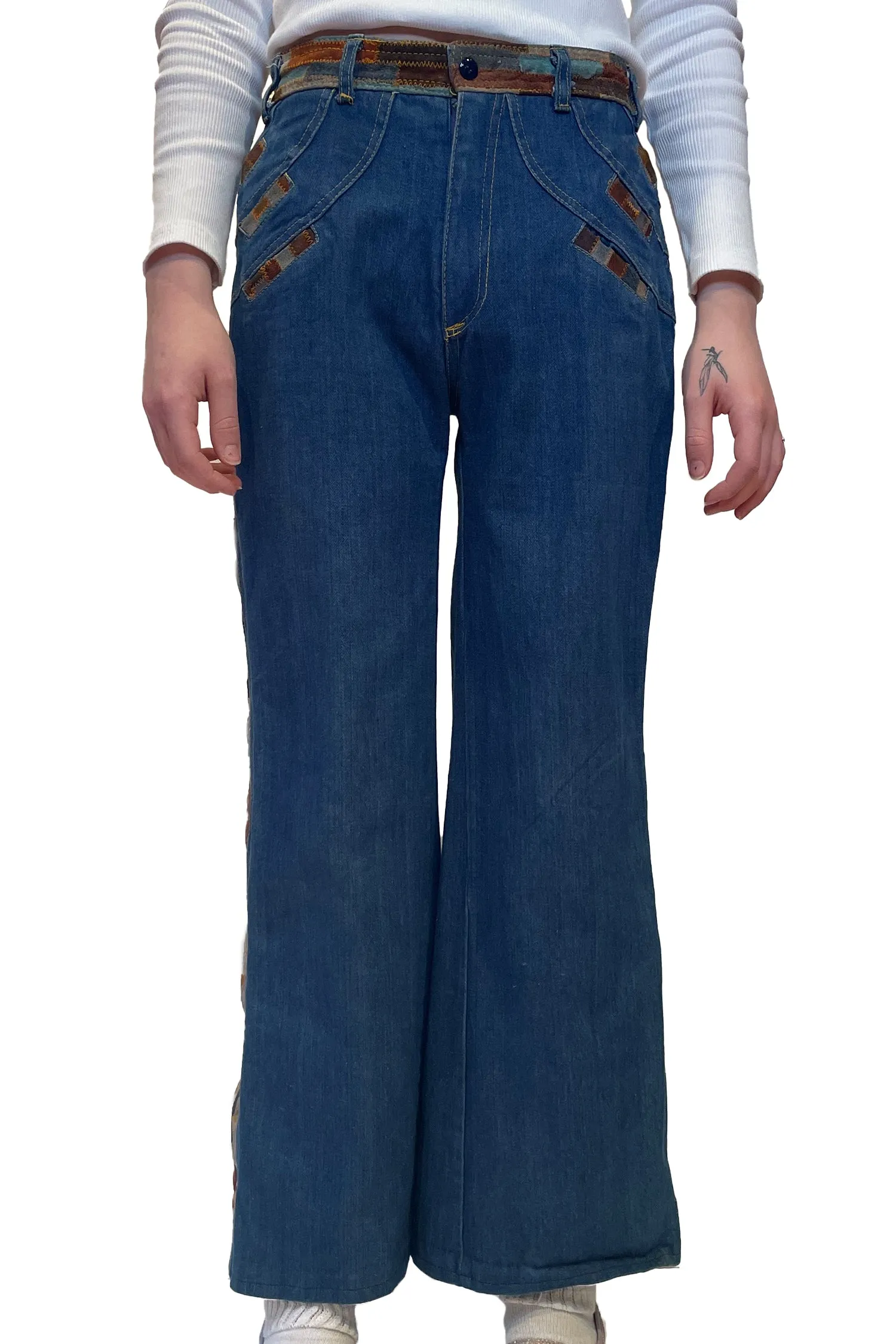 Vintage 70's Laura Accessories Inc Denim Patchwork Jeans sold by Anna Sui