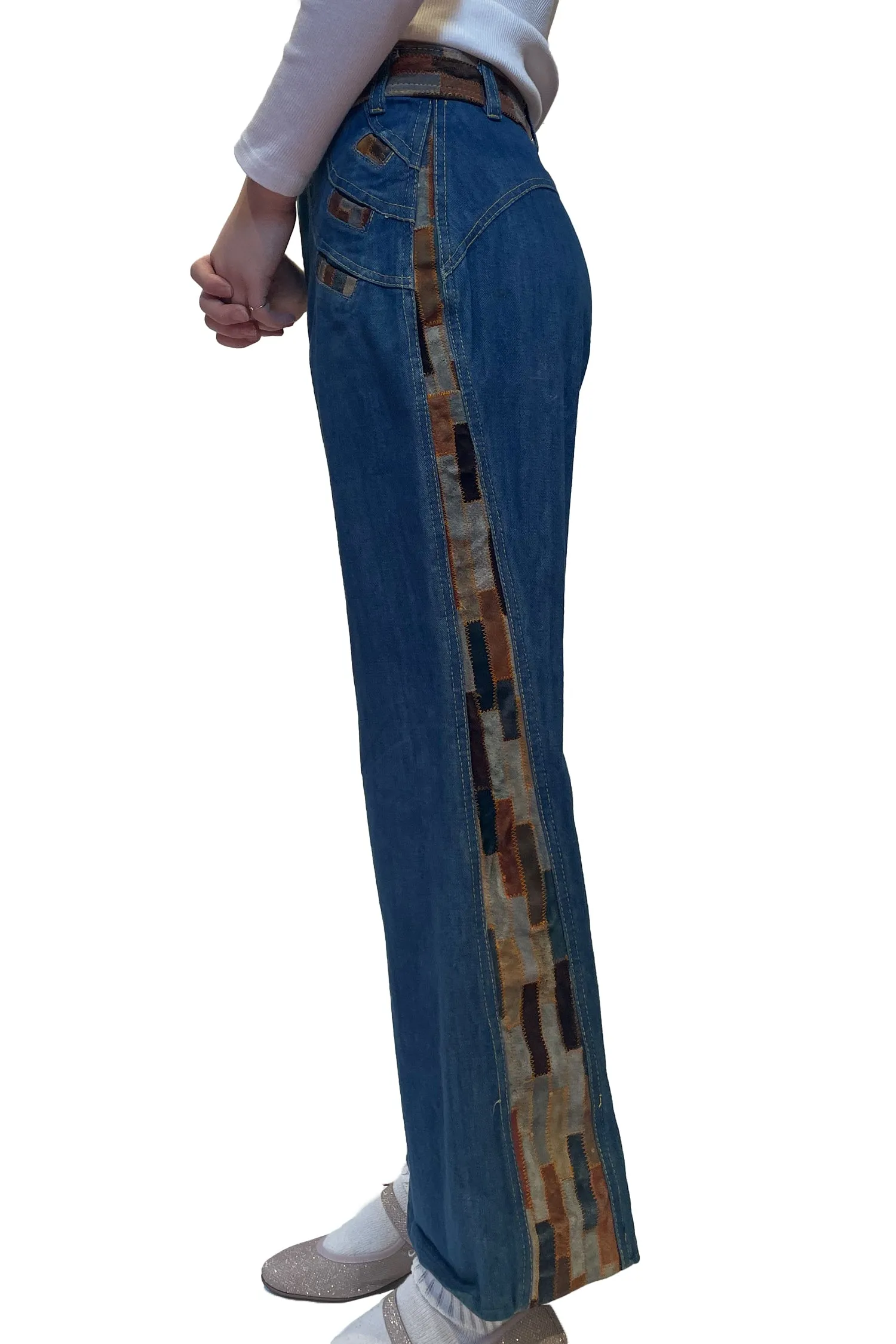 Vintage 70's Laura Accessories Inc Denim Patchwork Jeans sold by Anna Sui product image thumbnail 2
