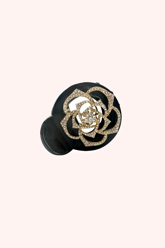 Gemstone Rose Claw Clip - Black sold by Anna Sui