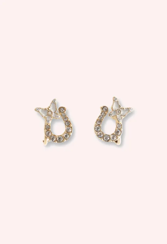 Lucky Horseshoe Stud Earrings - Gold made by Anna Sui