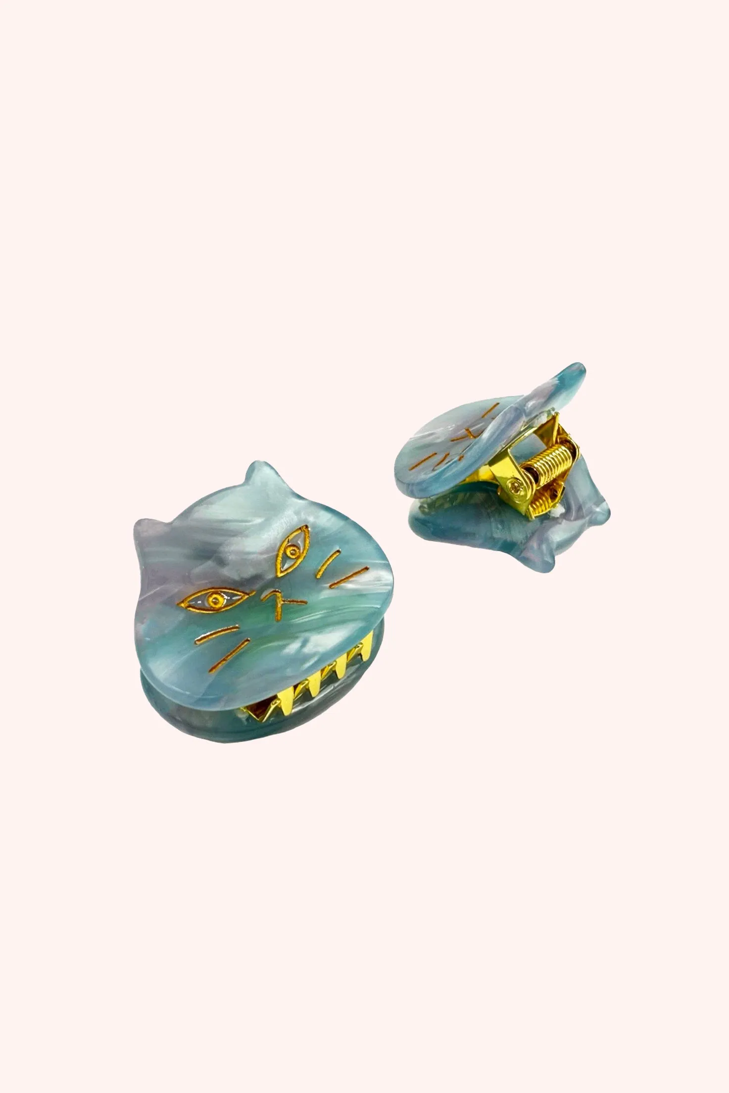The Cat's Meow Jaw Clip Pair Sky Blue sold by Anna Sui