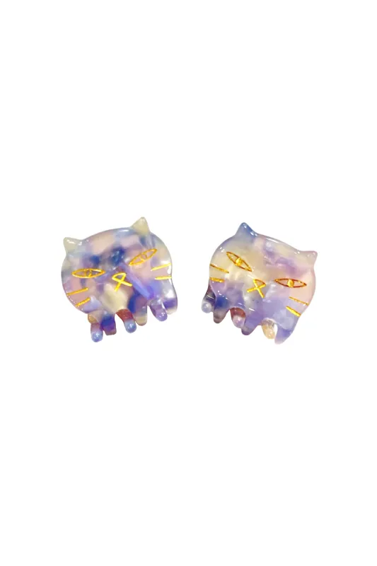 Pastel Meow Jaw Clip Pair Blue Lavender sold by Anna Sui