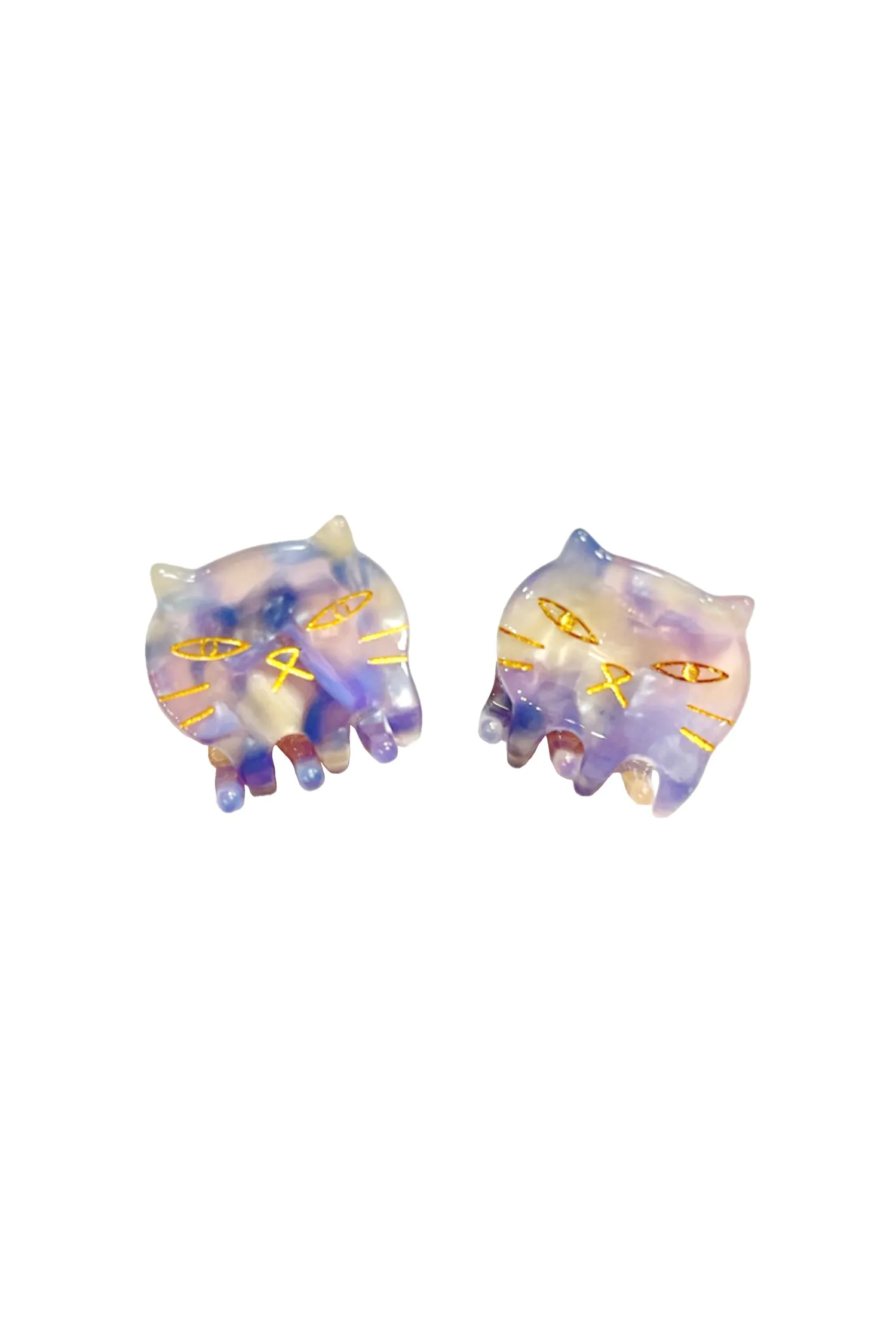 Pastel Meow Jaw Clip Pair Blue Lavender sold by Anna Sui