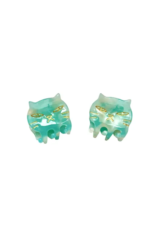 Pastel Meow Cat Jaw Pair Aqua sold by Anna Sui