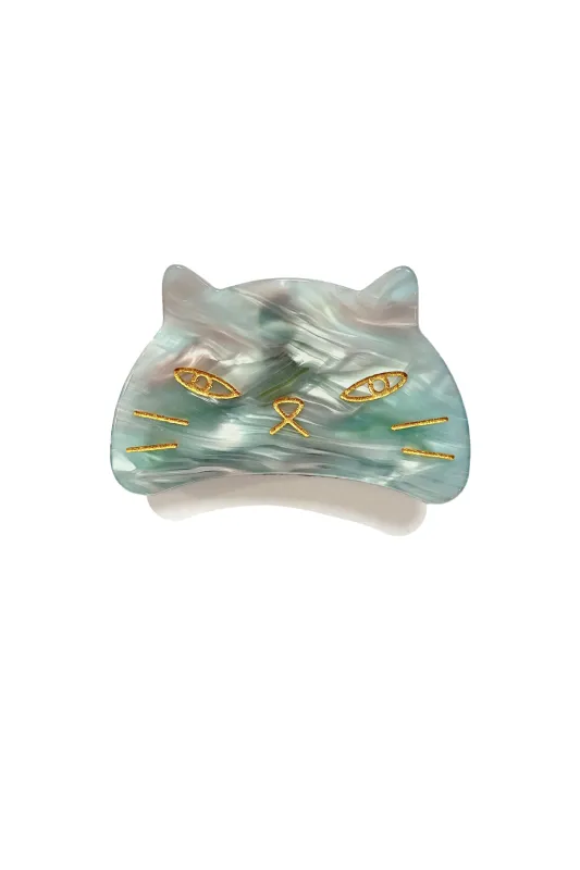 Etched Large Cat Jaw Clip Sky Blue sold by Anna Sui