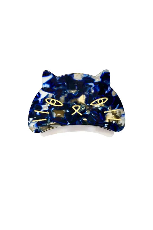Etched Large Cat Jaw Clip Moon Navy sold by Anna Sui