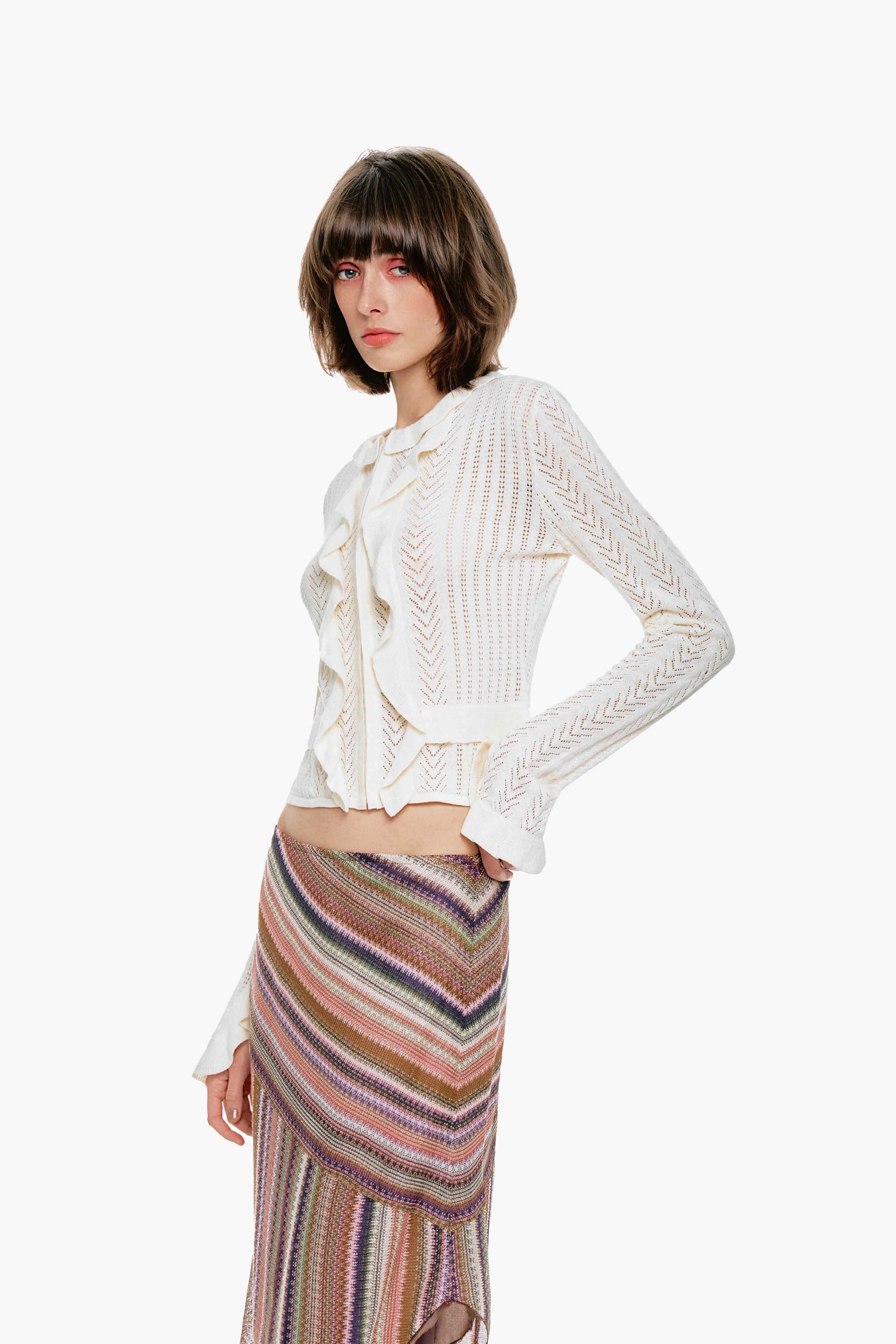 Victorian Pointelle Knitwear Cardigan - Cream sold by Anna Sui product image thumbnail 4