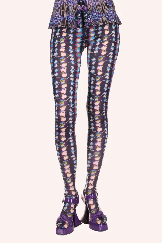 Floral Stripe Tights <br>Turquoise Multi sold by Anna Sui