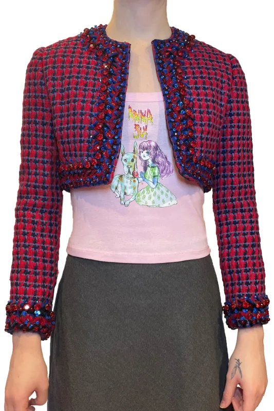 Vintage Cropped Tweed Beaded Jacket sold by Anna Sui