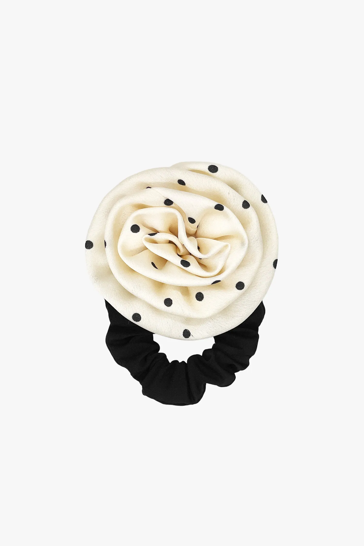 Satin Dot Flower Scrunchie - White sold by Anna Sui