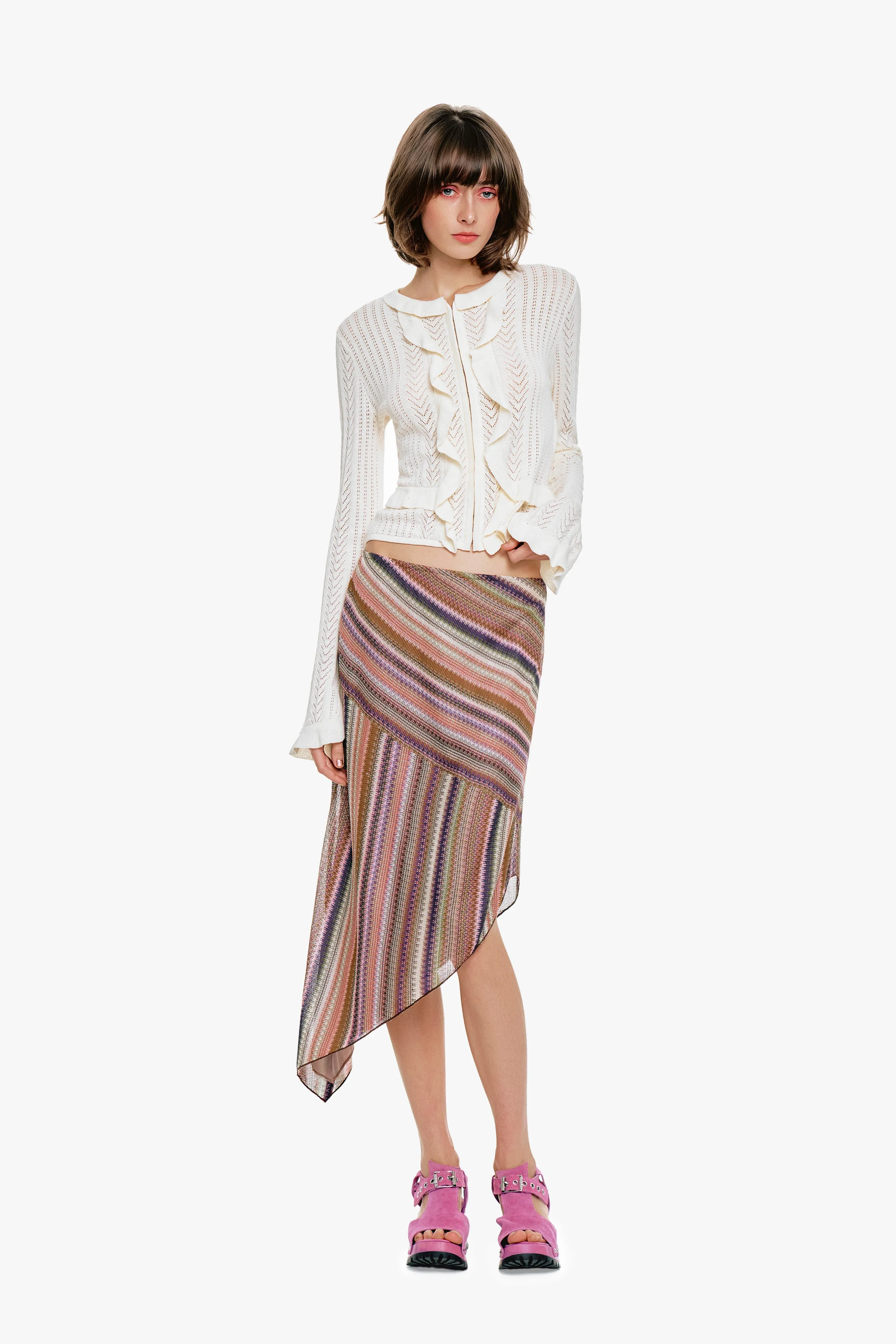 Wavy Chevron Knit Asymmetrical Stripe Skirt sold by Anna Sui product image thumbnail 3