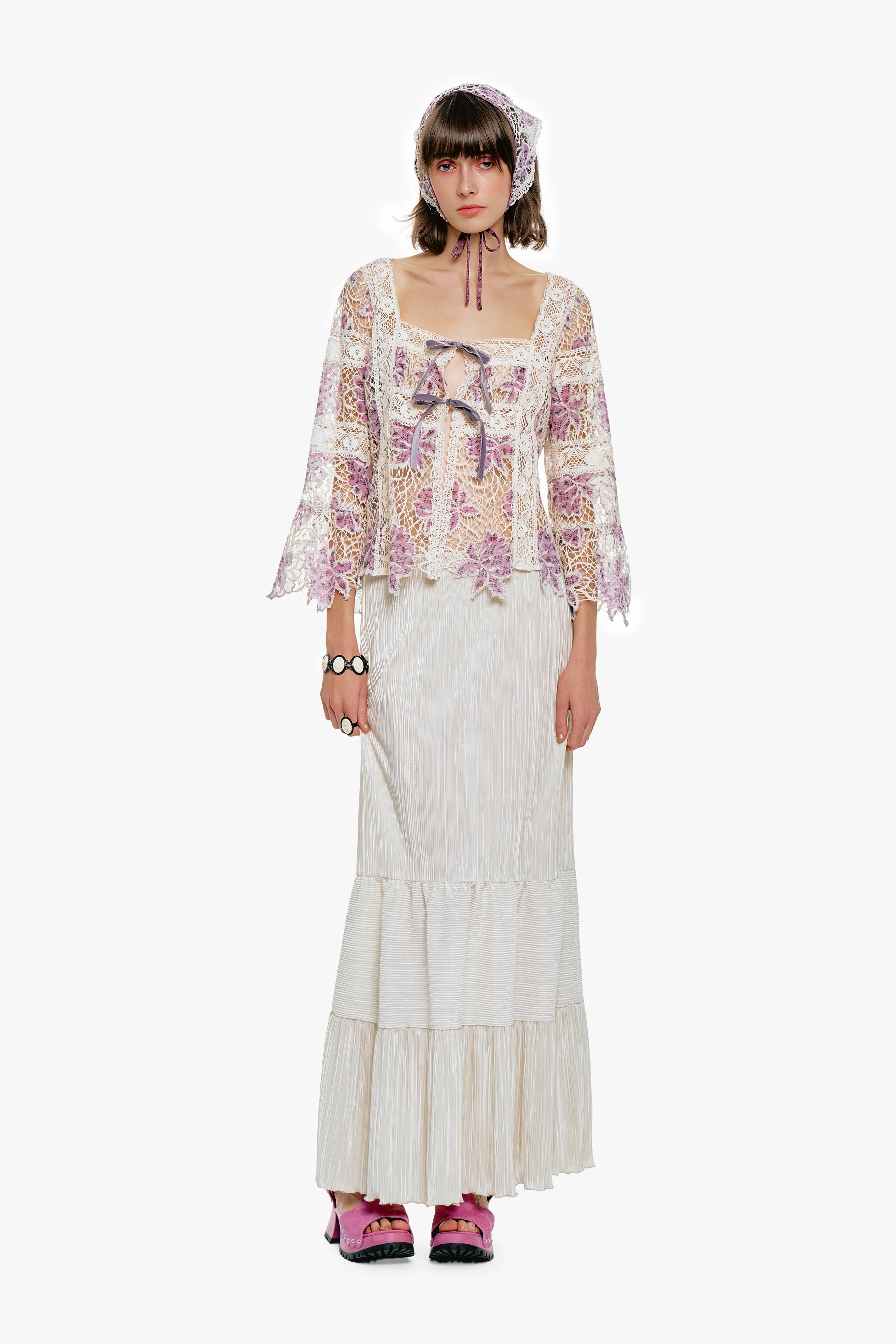 Medallion Floral Lace Tie Blouse sold by Anna Sui product image thumbnail 3