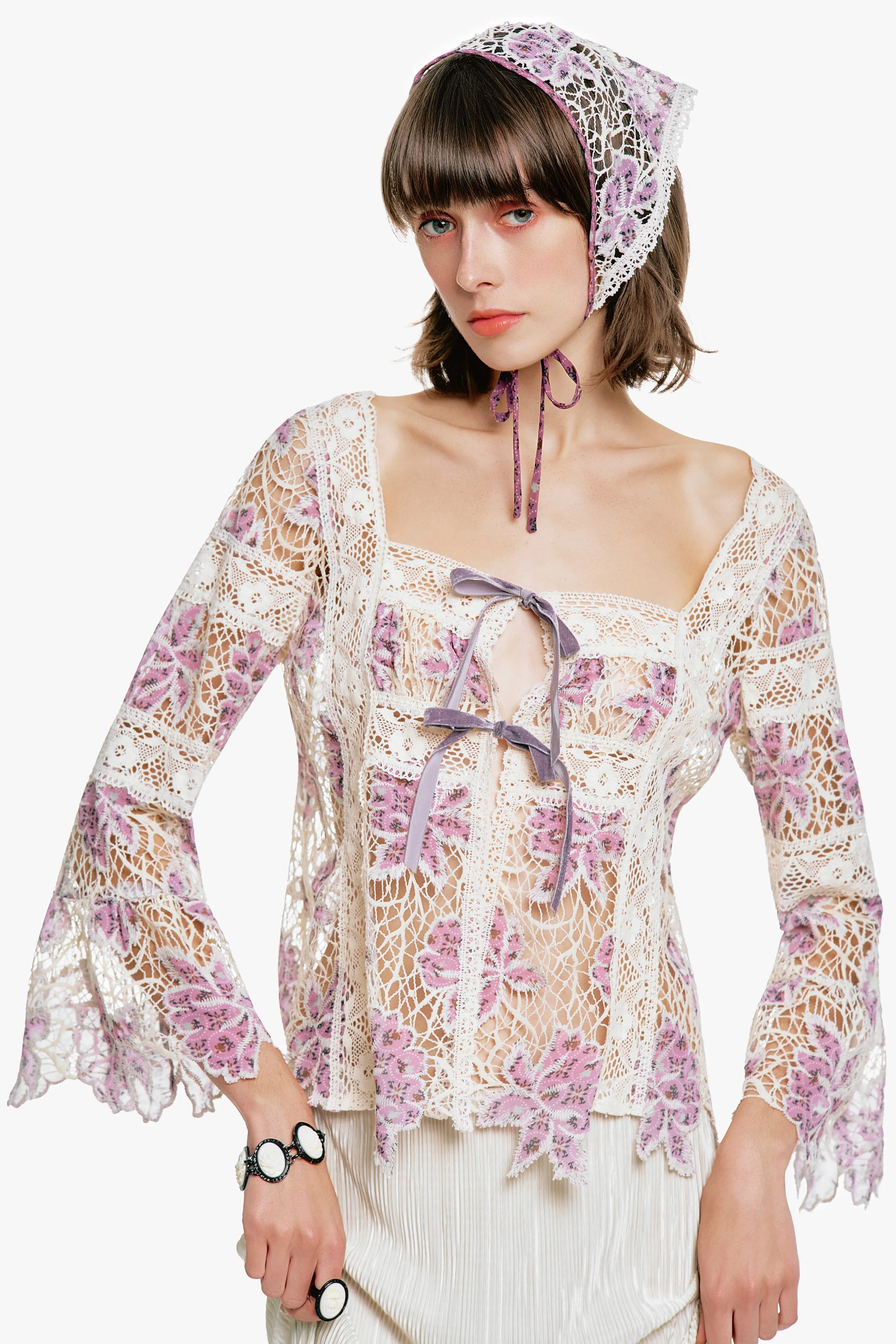 Medallion Floral Lace Tie Blouse sold by Anna Sui product image thumbnail 2