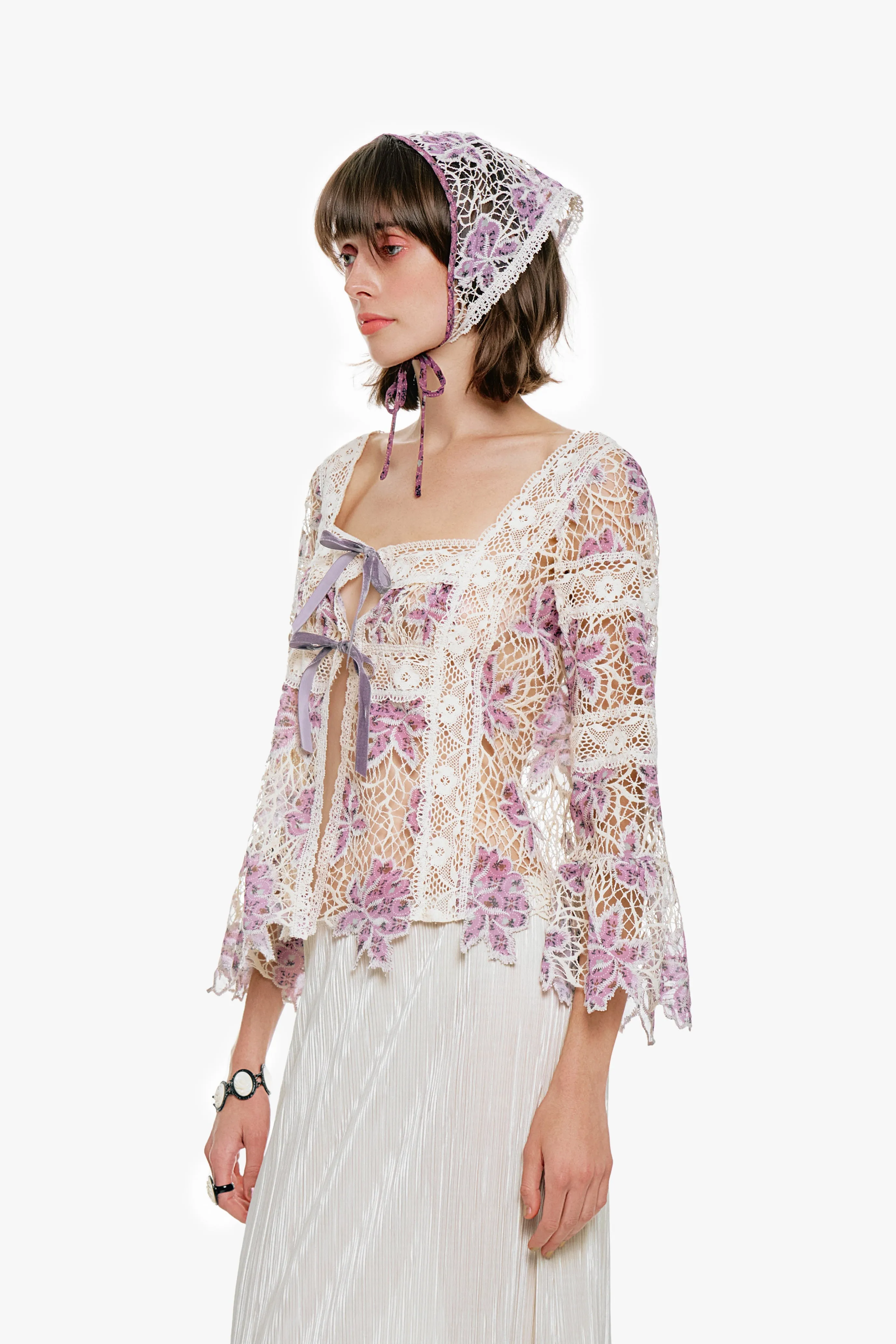 Medallion Floral Lace Tie Blouse sold by Anna Sui product image thumbnail 4