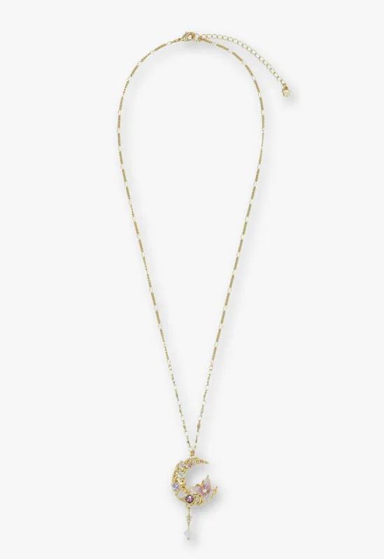 Enchanted Butterfly Moon Necklace - Gold made by Anna Sui