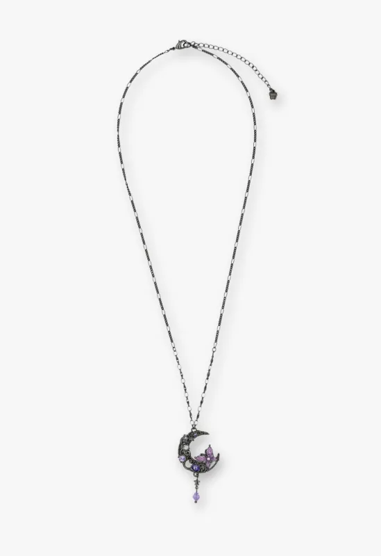 Dark Moon Butterfly Necklace – Gunmetal made by Anna Sui