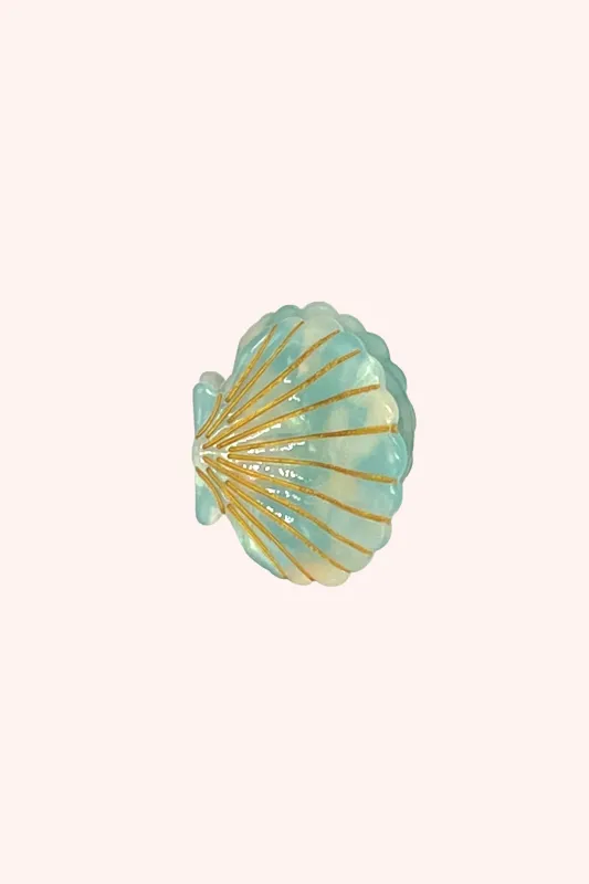 Medium Ivory Aqua Pastel Sea Shell Jaw Clip sold by Anna Sui