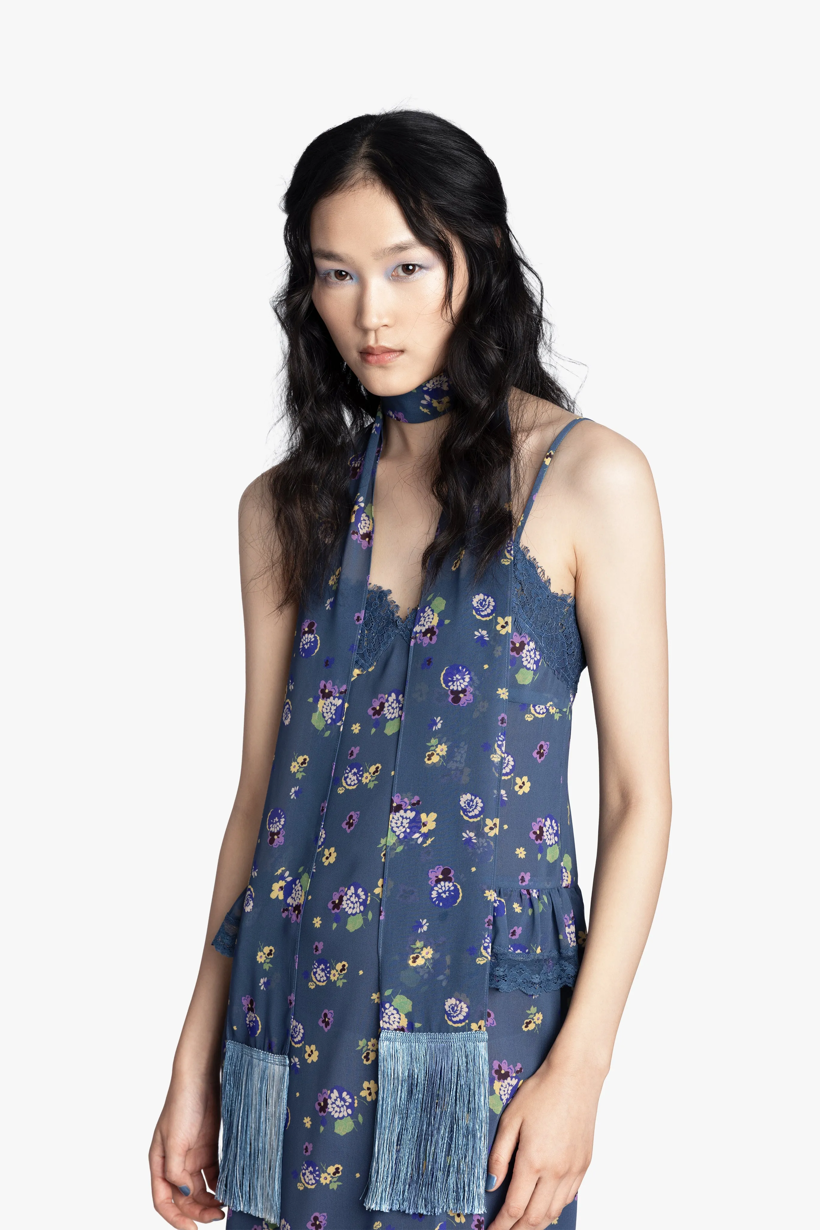 Night Blooming Chiffon Fringe Scarf sold by Anna Sui product image thumbnail 2