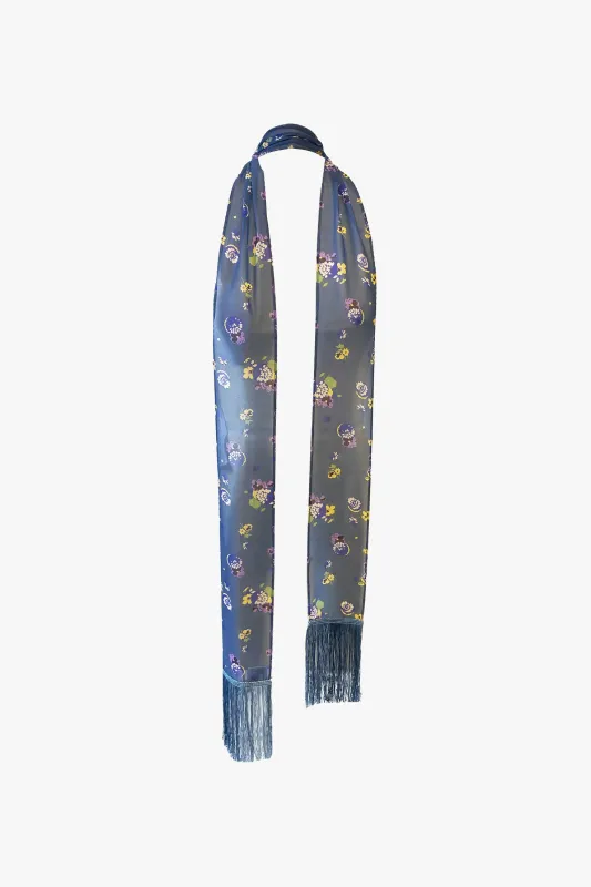 Night Blooming Chiffon Fringe Scarf made by Anna Sui