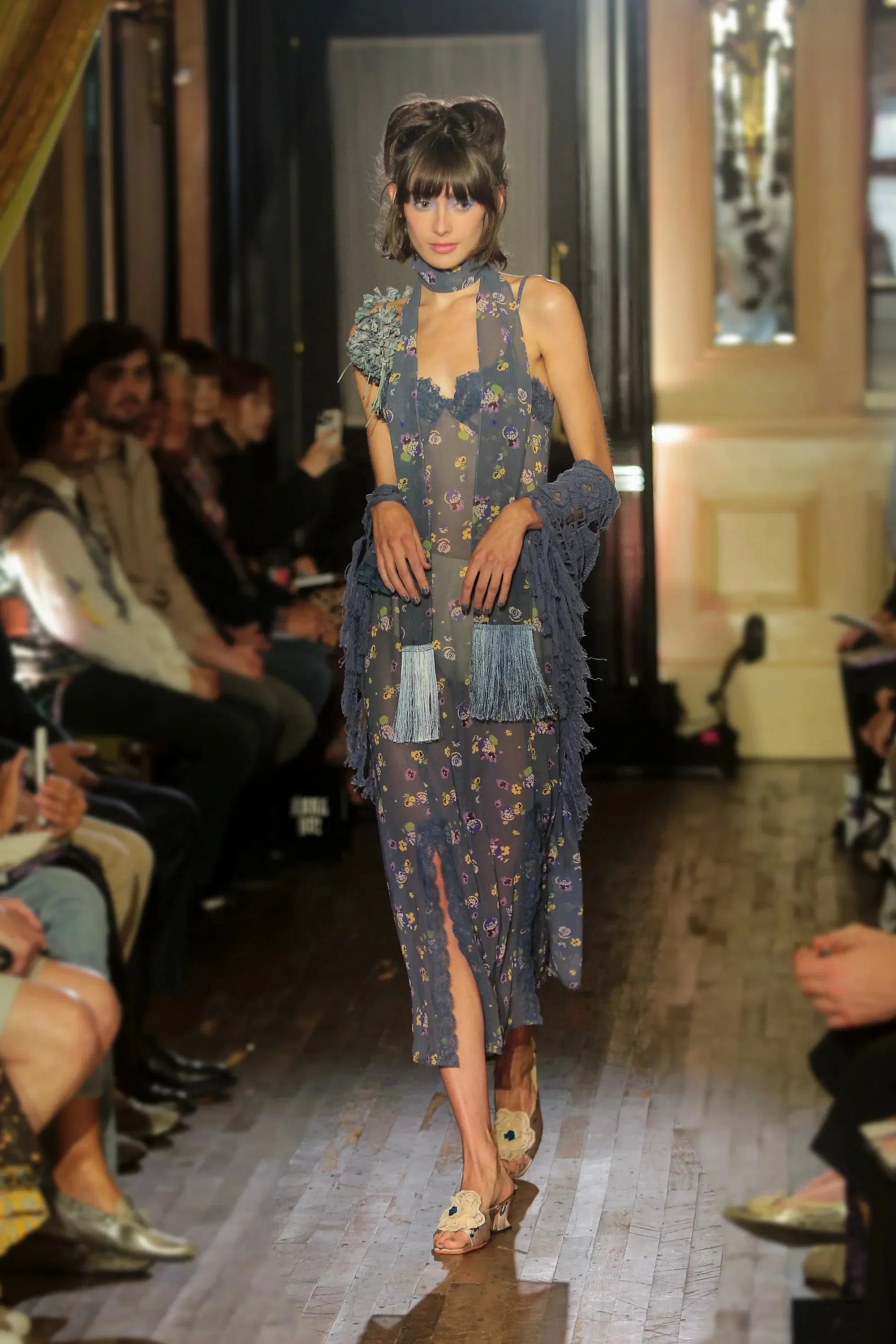 Night Blooming Chiffon Fringe Scarf sold by Anna Sui product image thumbnail 3