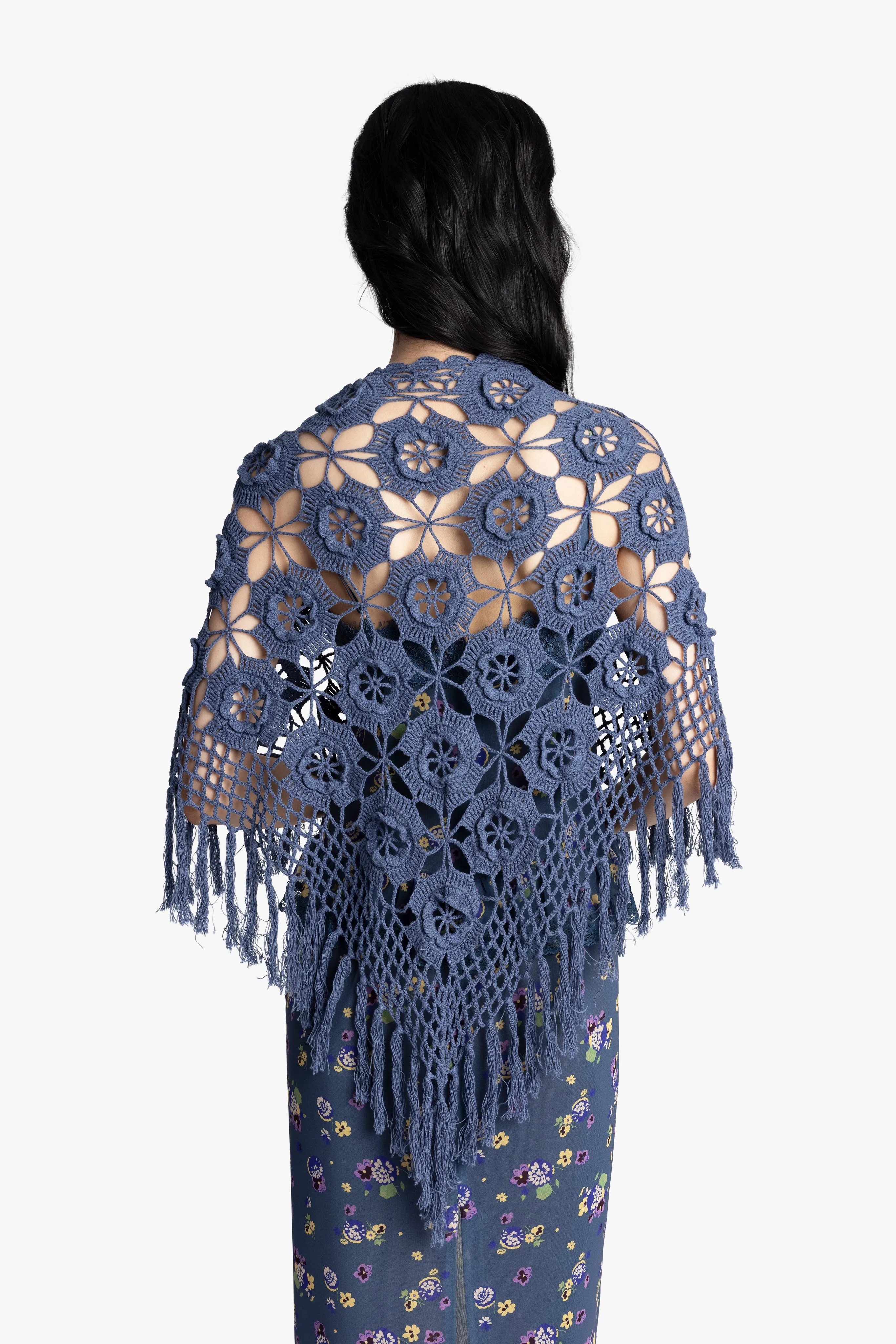 Linen Crochet Shawl- Denim sold by Anna Sui product image thumbnail 2