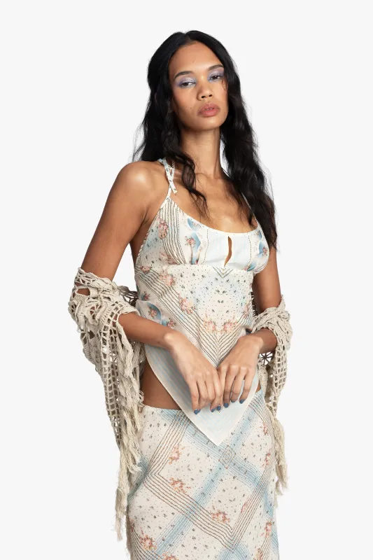 Linen Crochet Shawl- Linen made by Anna Sui