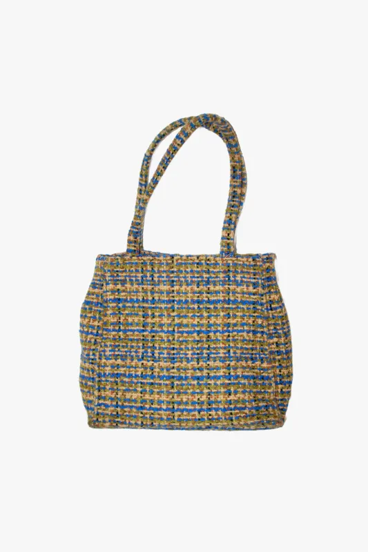 Vintage Mini Tweed Tote Bag-Green/Blue made by Anna Sui