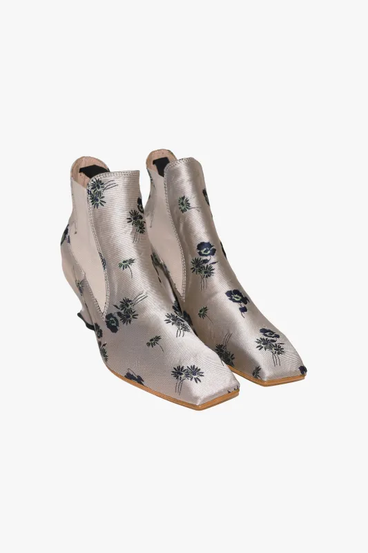 John Fluevog x Anna Sui Brocade Boots- Indigo (Sample) made by John Fluevog