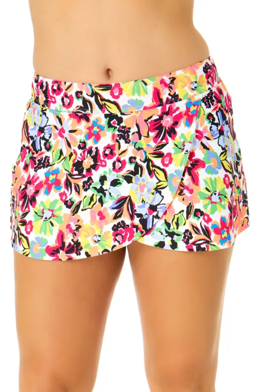 Women's Sun Blossom Drape Front Mid Rise Swim Skirt Bottom sold by Anne Cole