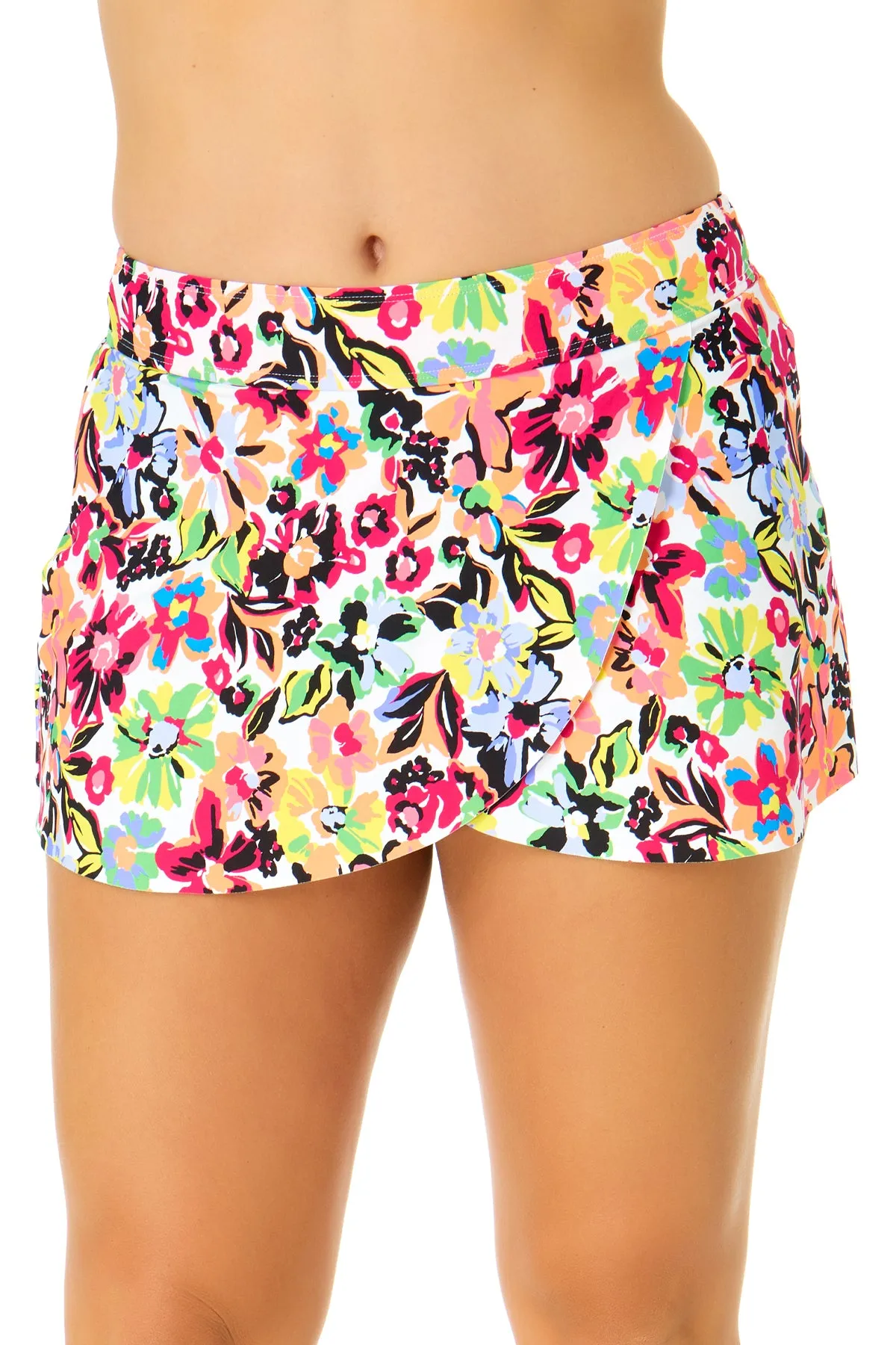 Women's Sun Blossom Drape Front Mid Rise Swim Skirt Bottom sold by Anne Cole