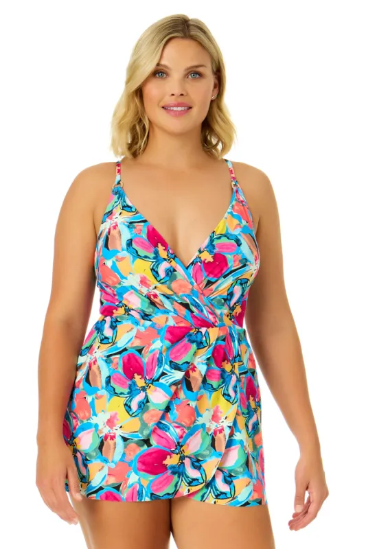 Women's Amalfi Floral Swim Dress With Skirted Bottom sold by Anne Cole