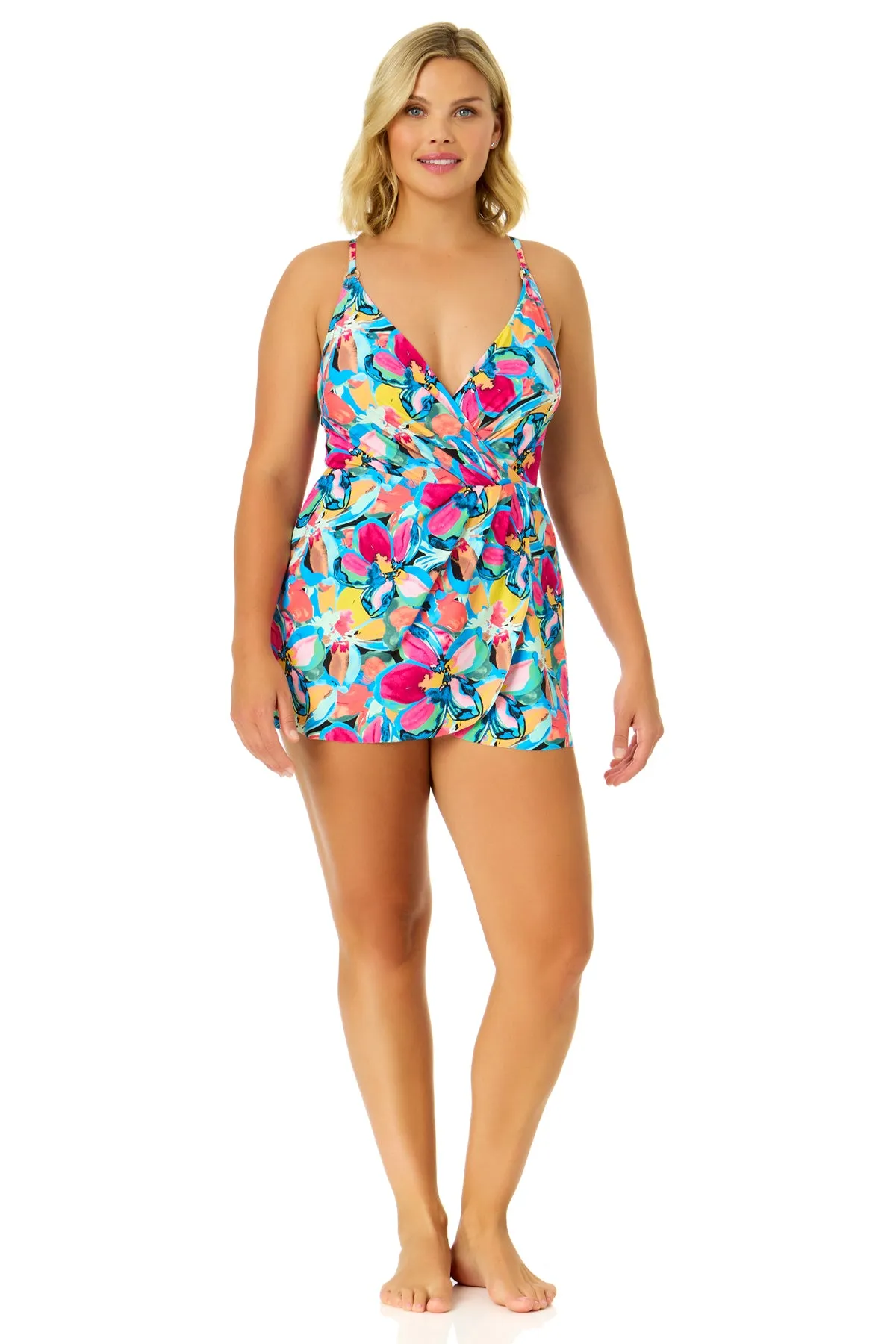 Women's Amalfi Floral Swim Dress With Skirted Bottom sold by Anne Cole product image thumbnail 3