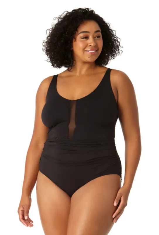 Anne Cole Plus - Women's Mesh One Piece Swimsuit sold by Anne Cole