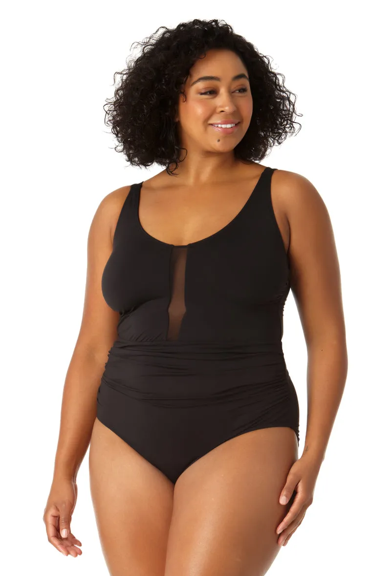 Anne Cole Plus - Women's Mesh One Piece Swimsuit sold by Anne Cole