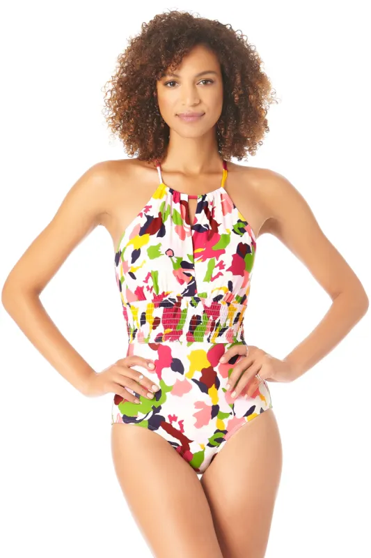 Anne Cole - High Neck Smocked One Piece Swimsuit sold by Anne Cole